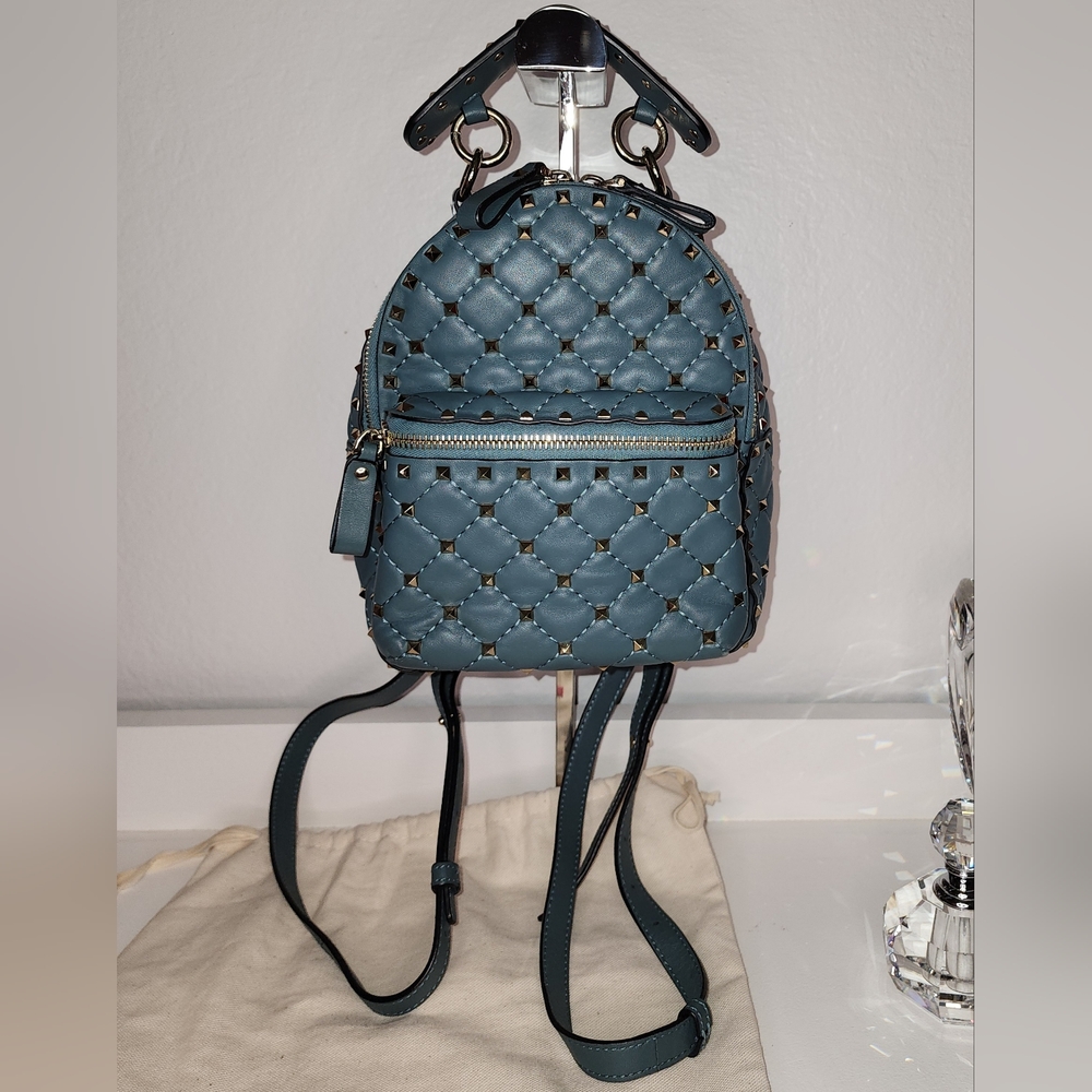 Valentino Garavani blue rockstud backpack